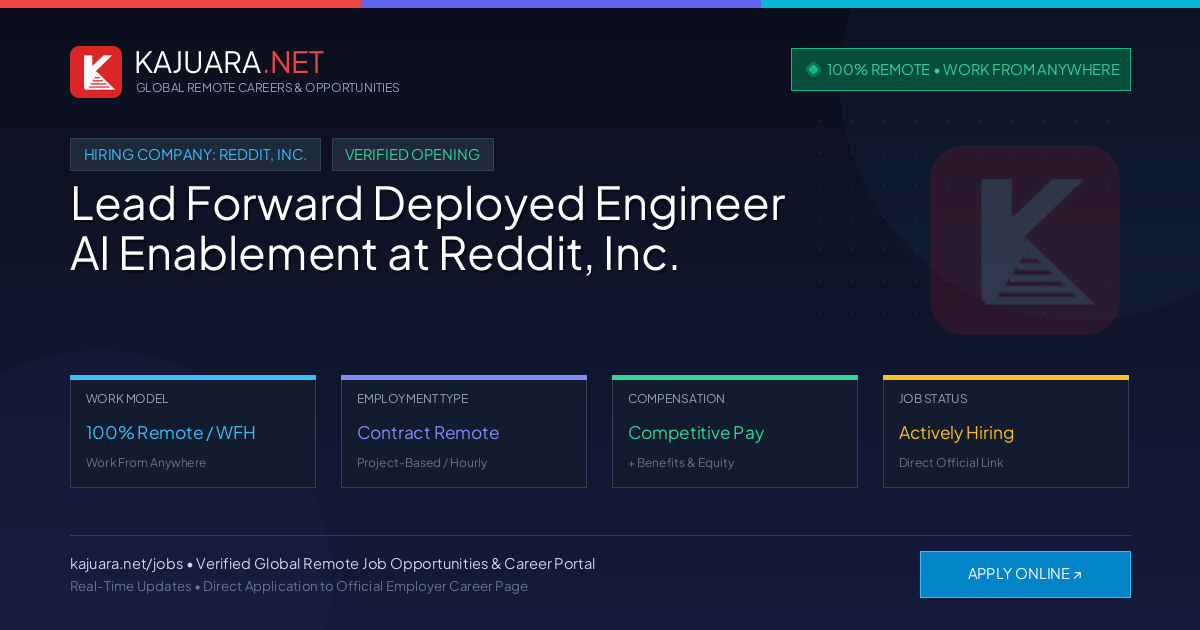 [100% Remote] Lead Forward Deployed Engineer AI Enablement at Reddit, Inc. – Hiring Now