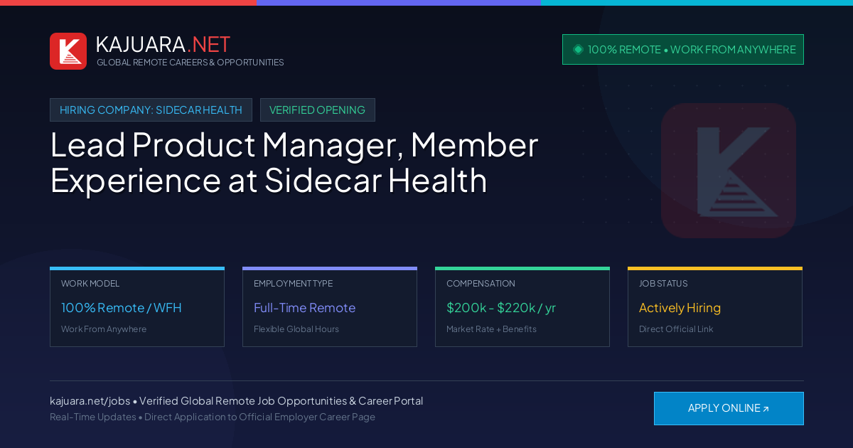 [100% Remote] Lead Product Manager, Member Experience at Sidecar Health – Hiring Now