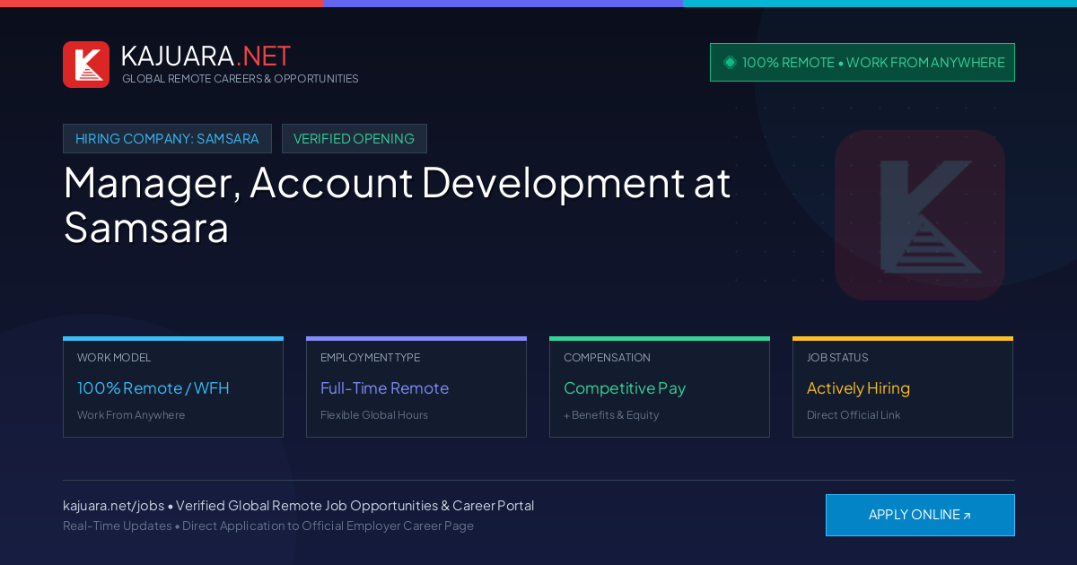 [100% Remote] Manager, Account Development at Samsara – Hiring Now