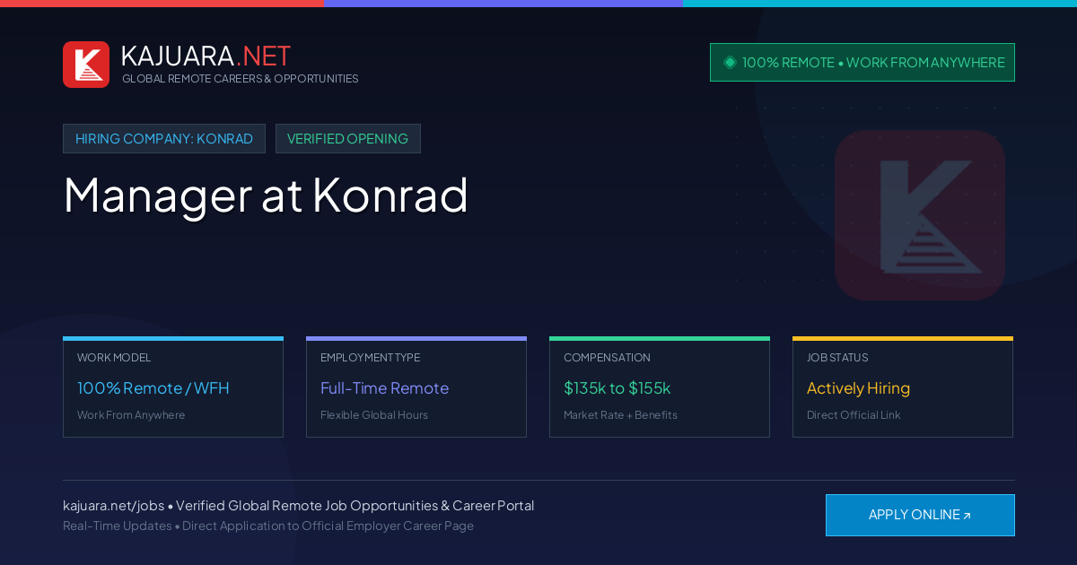 [100% Remote] Manager at Konrad – Hiring Now