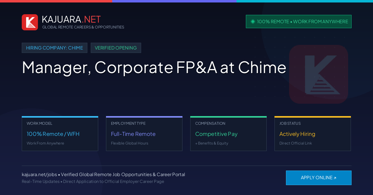 [100% Remote] Manager, Corporate FP&A at Chime – Hiring Now