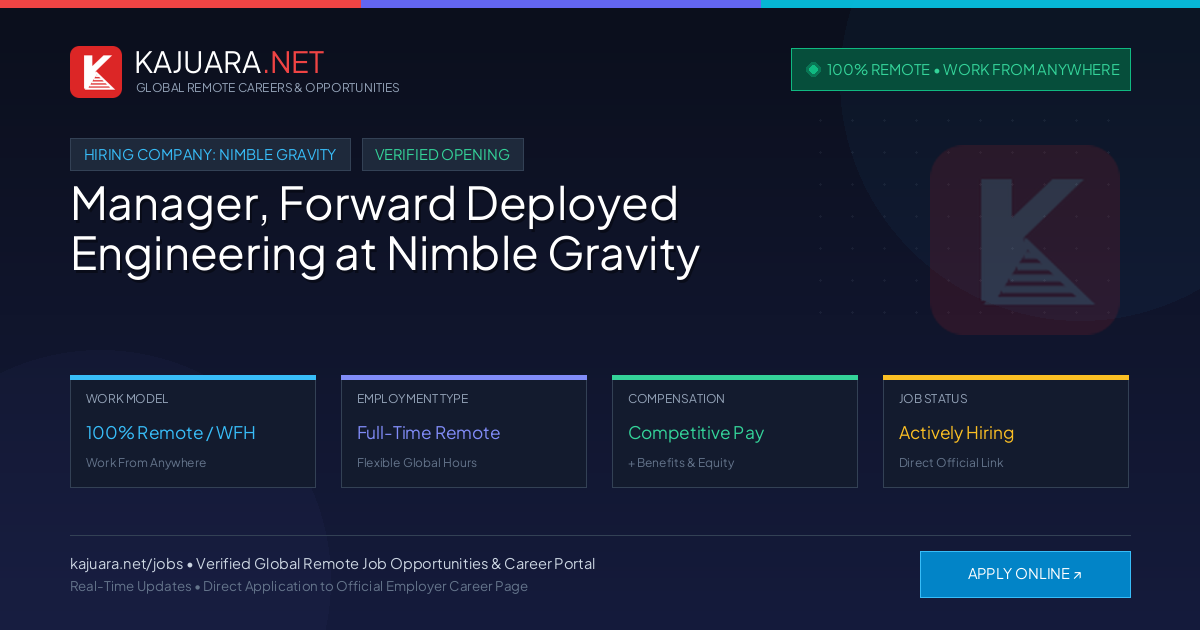 [100% Remote] Manager, Forward Deployed Engineering at Nimble Gravity – Hiring Now