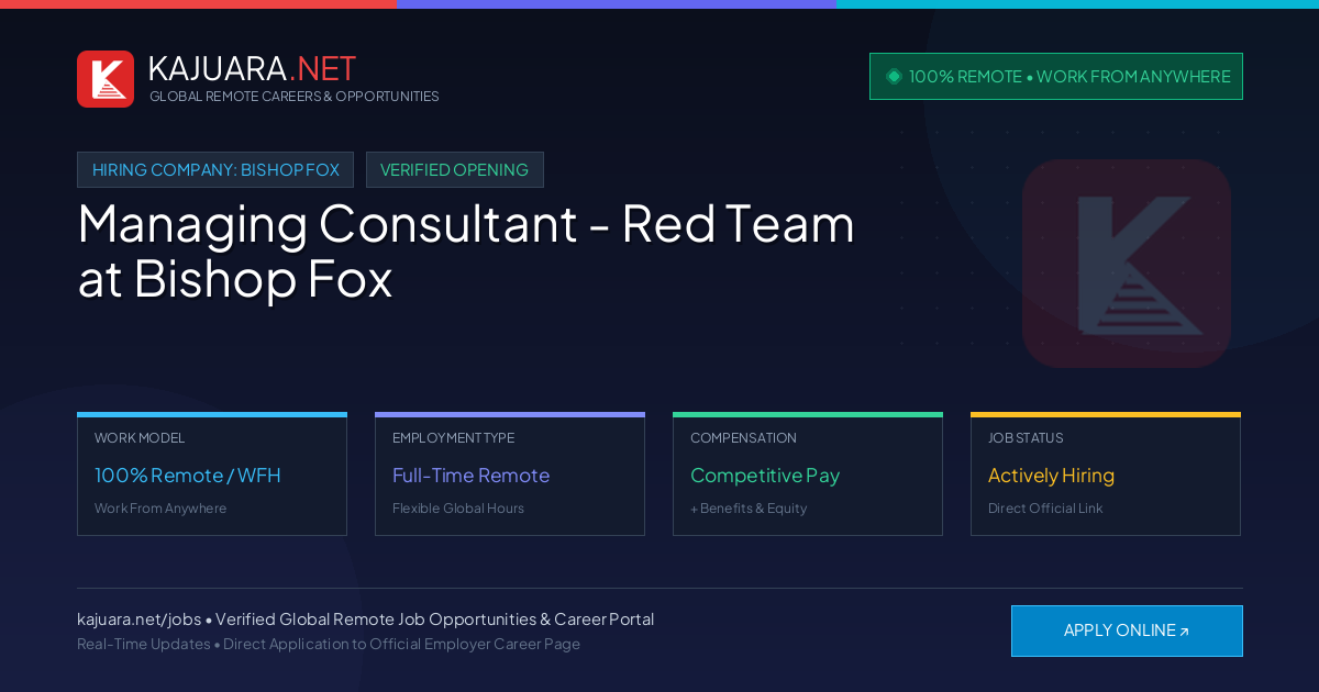 [100% Remote] Managing Consultant - Red Team at Bishop Fox – Hiring Now