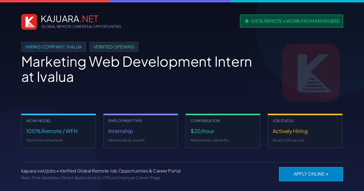 [100% Remote] Marketing Web Development Intern at Ivalua – Hiring Now