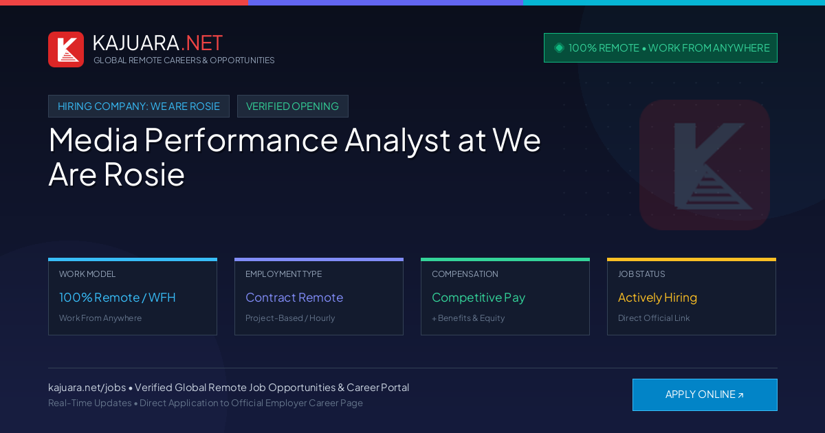 [100% Remote] Media Performance Analyst at We Are Rosie – Hiring Now
