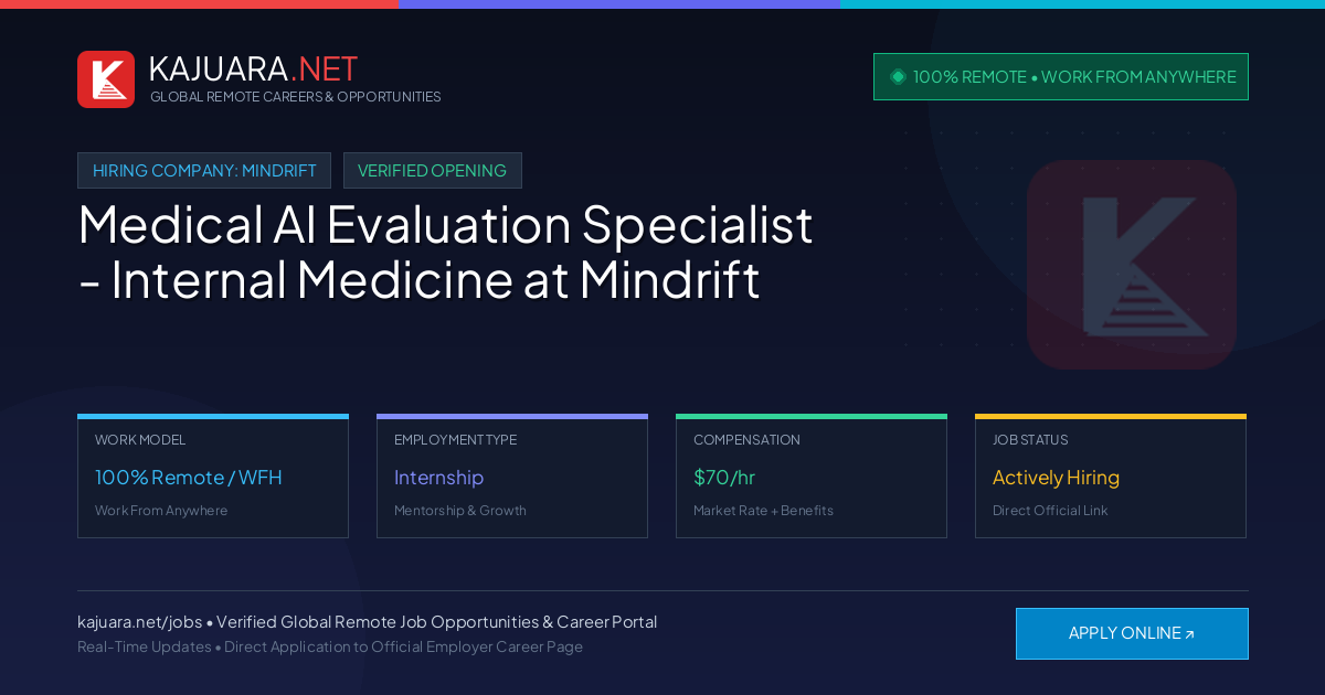 [100% Remote] Medical AI Evaluation Specialist - Internal Medicine at Mindrift – Hiring Now