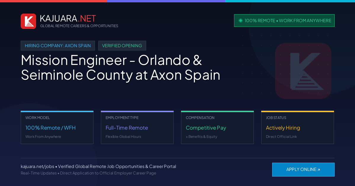 [100% Remote] Mission Engineer - Orlando & Seiminole County at Axon Spain – Hiring Now