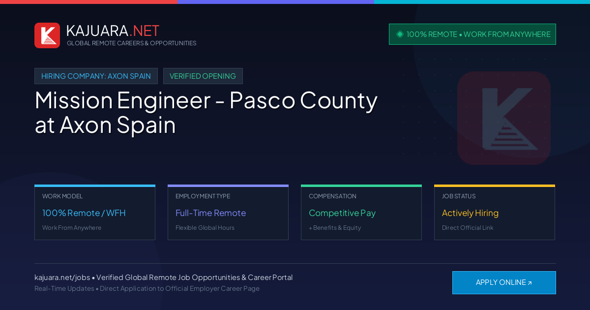 [100% Remote] Mission Engineer - Pasco County at Axon Spain – Hiring Now