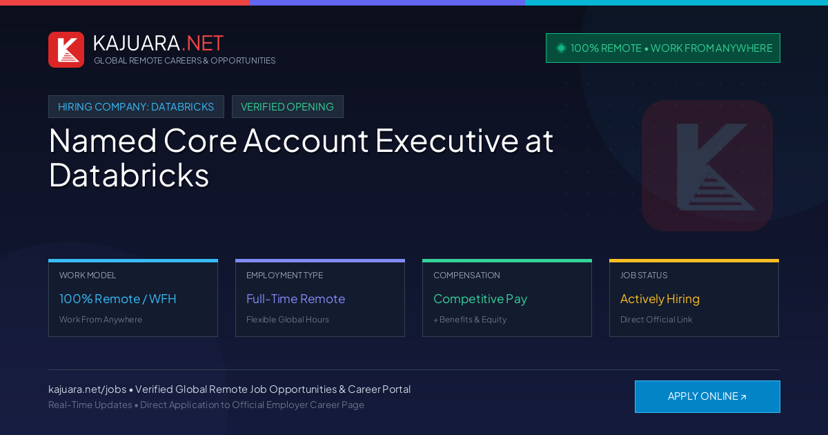 [100% Remote] Named Core Account Executive at Databricks – Hiring Now