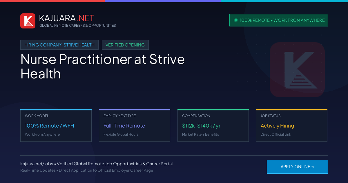 [100% Remote] Nurse Practitioner at Strive Health – Hiring Now