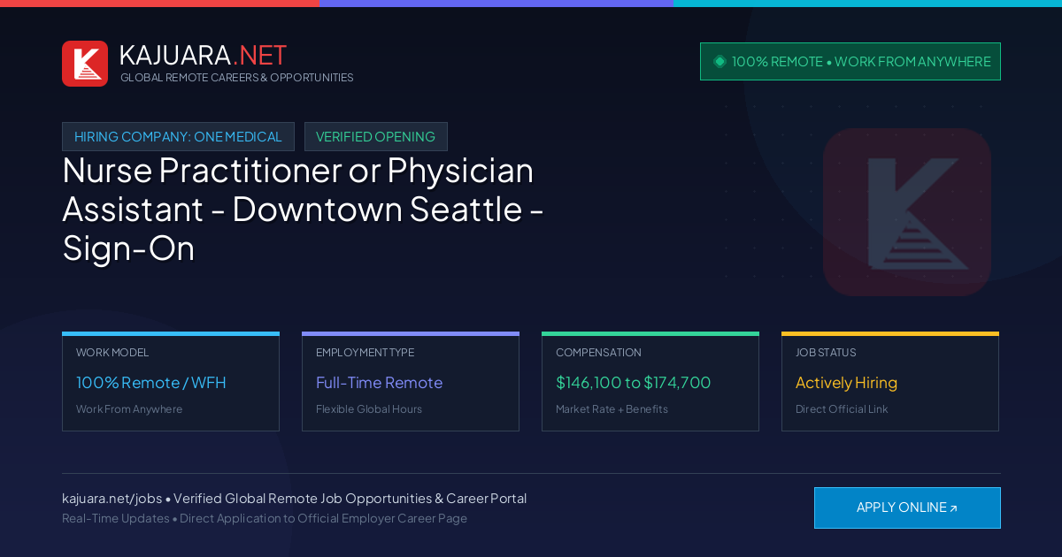 [100% Remote] Nurse Practitioner or Physician Assistant - Downtown Seattle - Sign-On Bonus Available, 4 days in clinic, 1 day remote at One Medical – Hiring Now