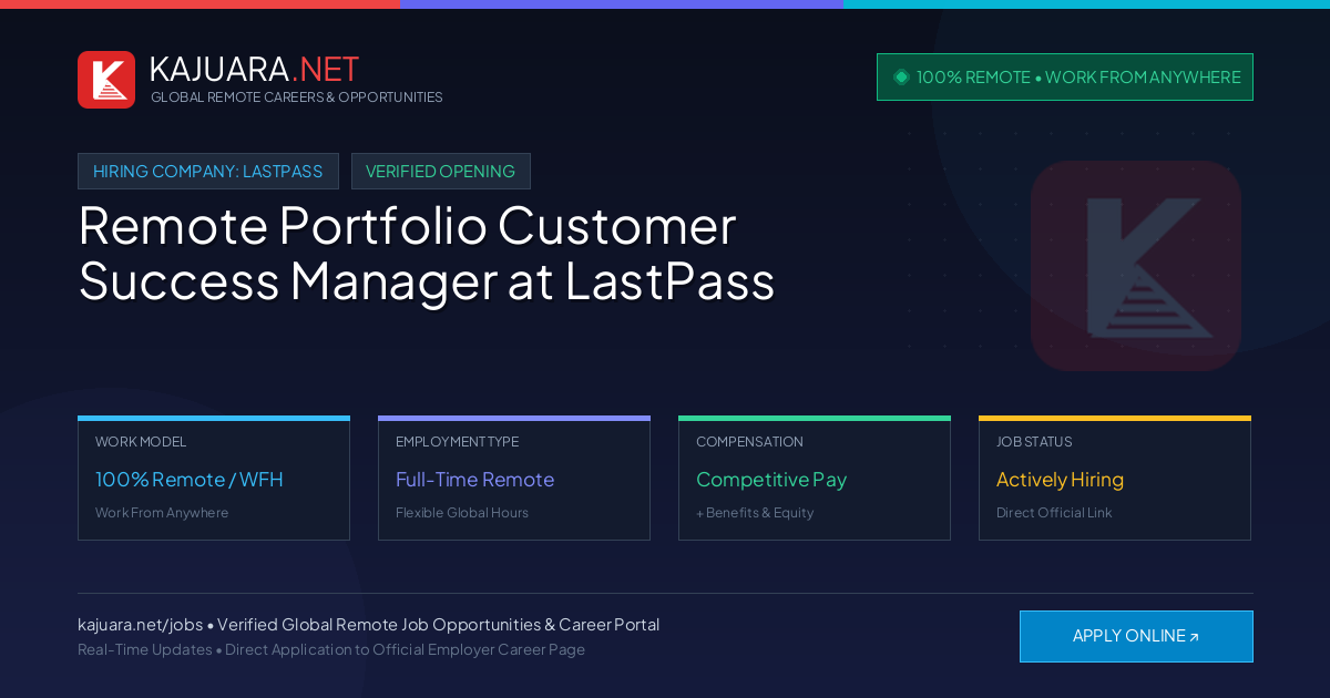 Remote Portfolio Customer Success Manager at LastPass - Work From Home