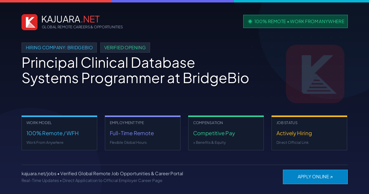 [100% Remote] Principal Clinical Database Systems Programmer at BridgeBio – Hiring Now