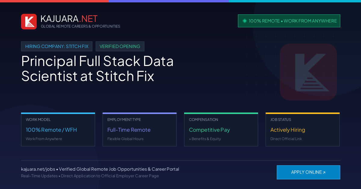 [100% Remote] Principal Full Stack Data Scientist at Stitch Fix – Hiring Now