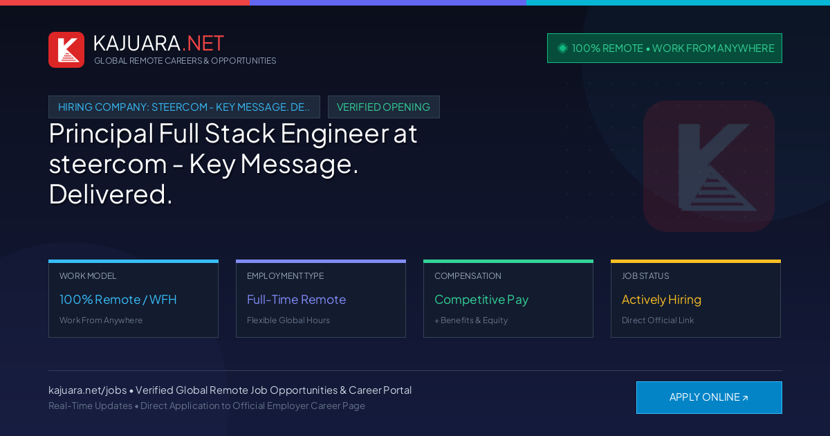 [100% Remote] Principal Full Stack Engineer at steercom - Key Message. Delivered. – Hiring Now