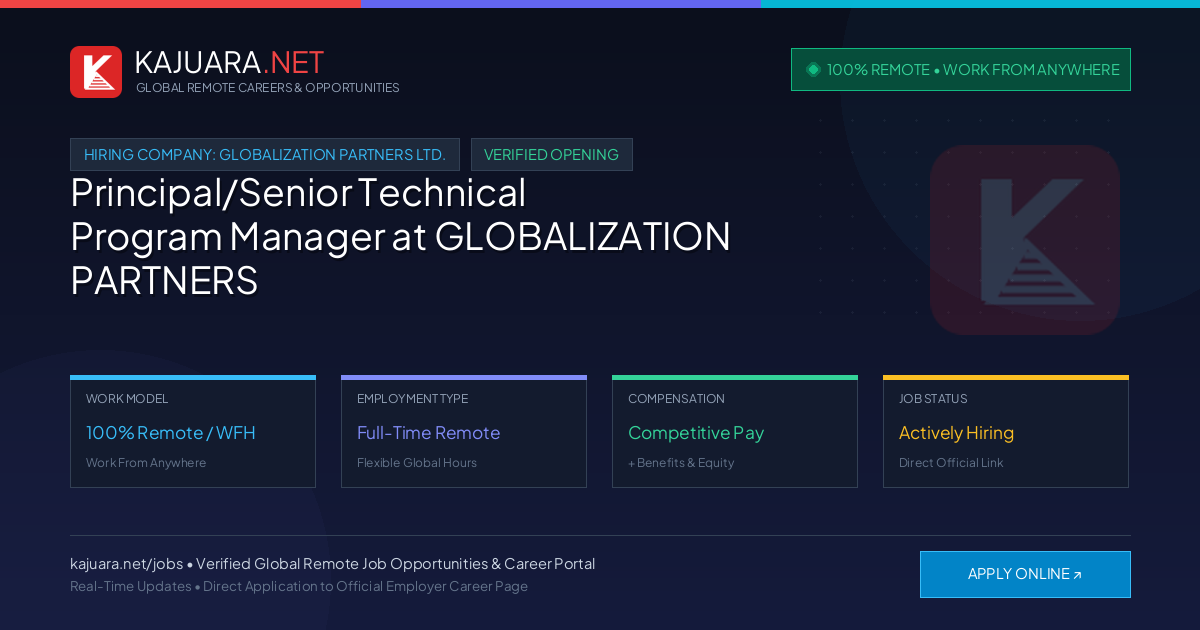 [100% Remote] Principal/Senior Technical Program Manager at GLOBALIZATION PARTNERS LTD. – Hiring Now