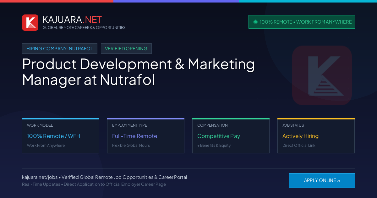 [100% Remote] Product Development & Marketing Manager at Nutrafol – Hiring Now