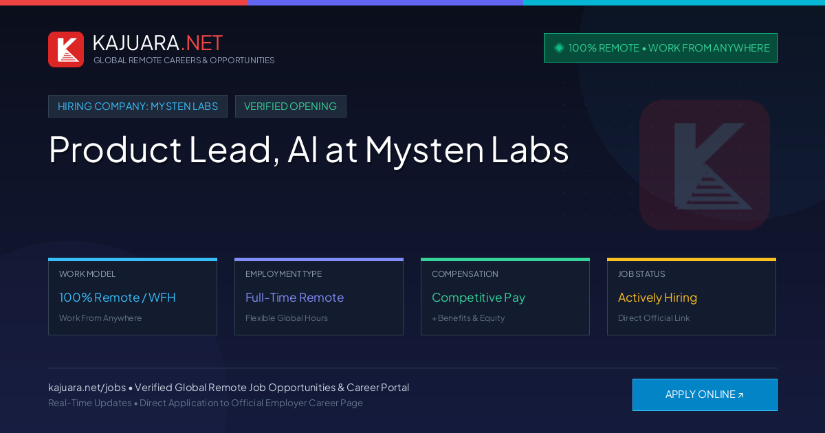 [100% Remote] Product Lead, AI at Mysten Labs – Hiring Now