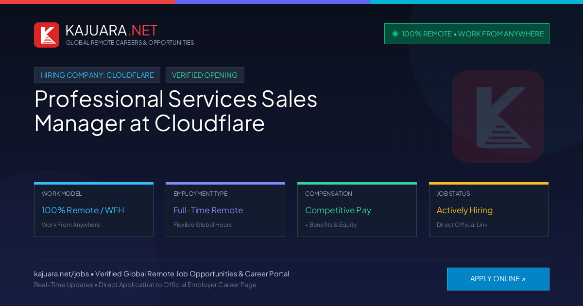 [100% Remote] Professional Services Sales Manager at Cloudflare – Hiring Now