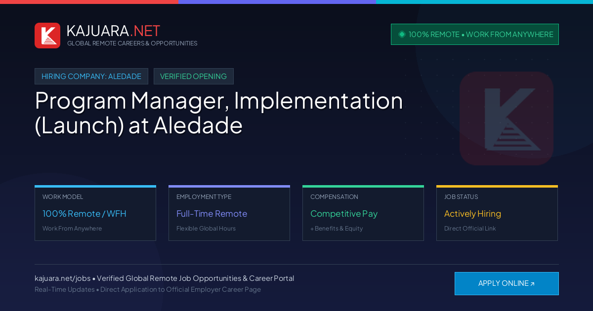 [100% Remote] Program Manager, Implementation (Launch) at Aledade – Hiring Now