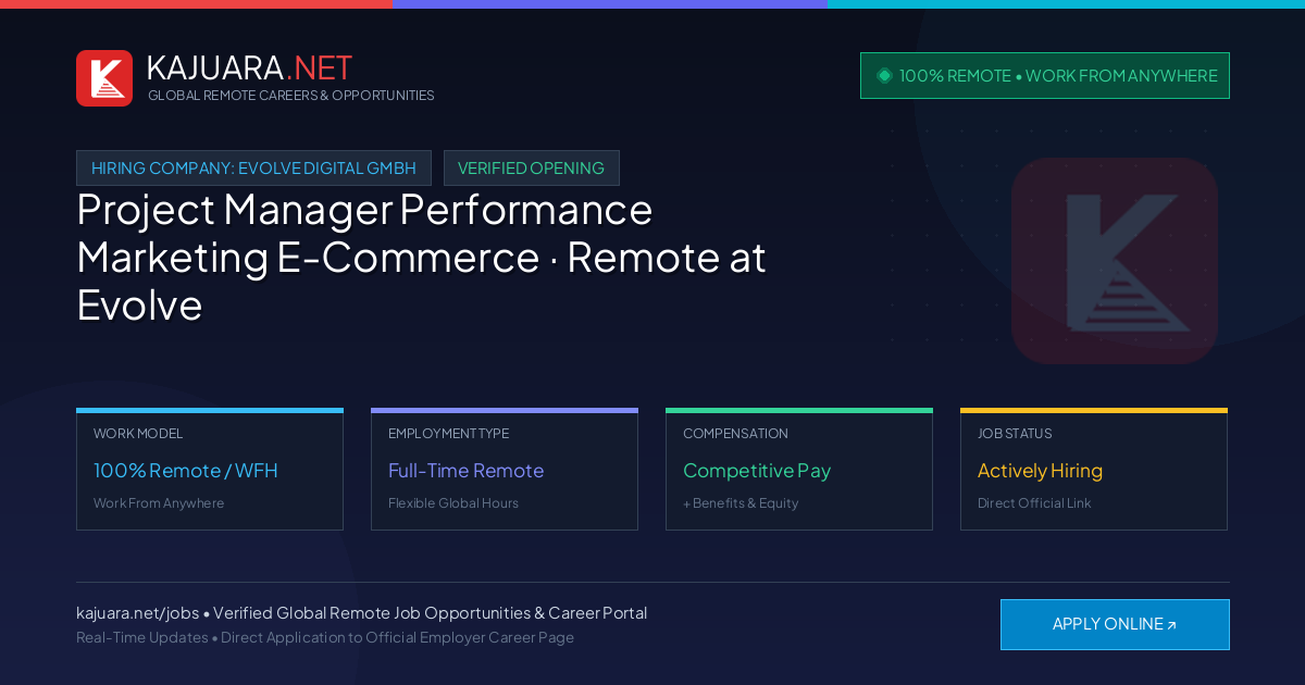 [100% Remote] Project Manager Performance Marketing E-Commerce · Remote at Evolve Digital GmbH – Hiring Now