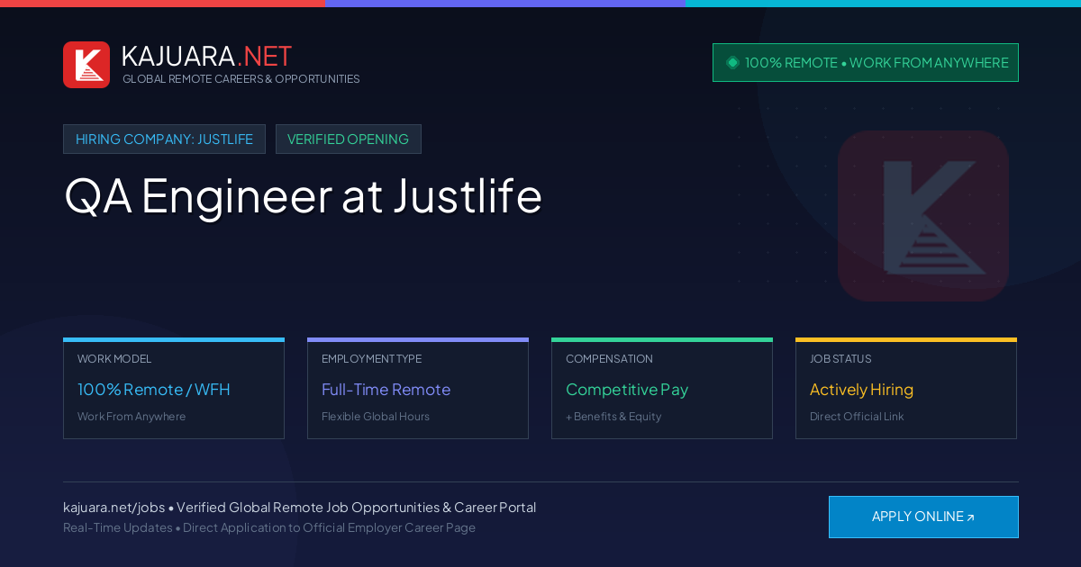 [100% Remote] QA Engineer at Justlife – Hiring Now