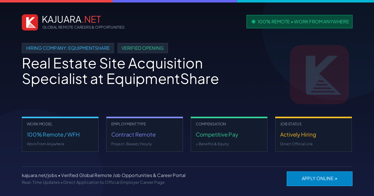 [100% Remote] Real Estate Site Acquisition Specialist at EquipmentShare – Hiring Now