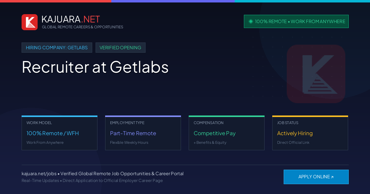 [100% Remote] Recruiter at Getlabs – Hiring Now
