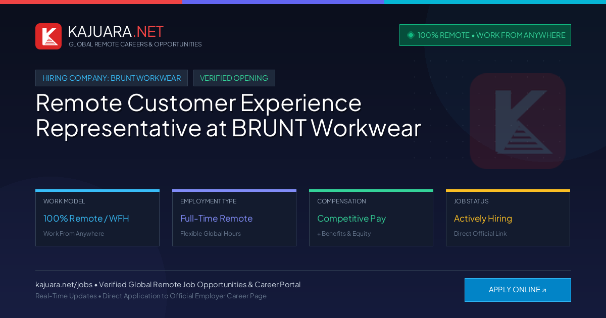 [100% Remote] Remote Customer Experience Representative at BRUNT Workwear – Hiring Now