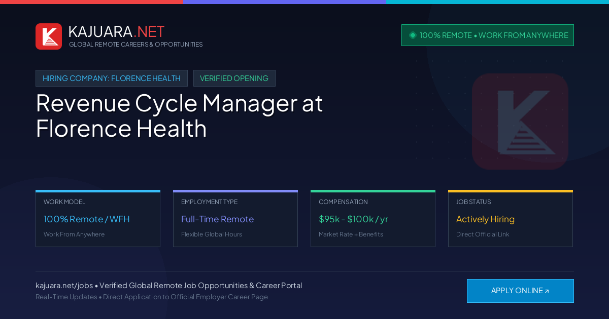 [100% Remote] Revenue Cycle Manager at Florence Health – Hiring Now