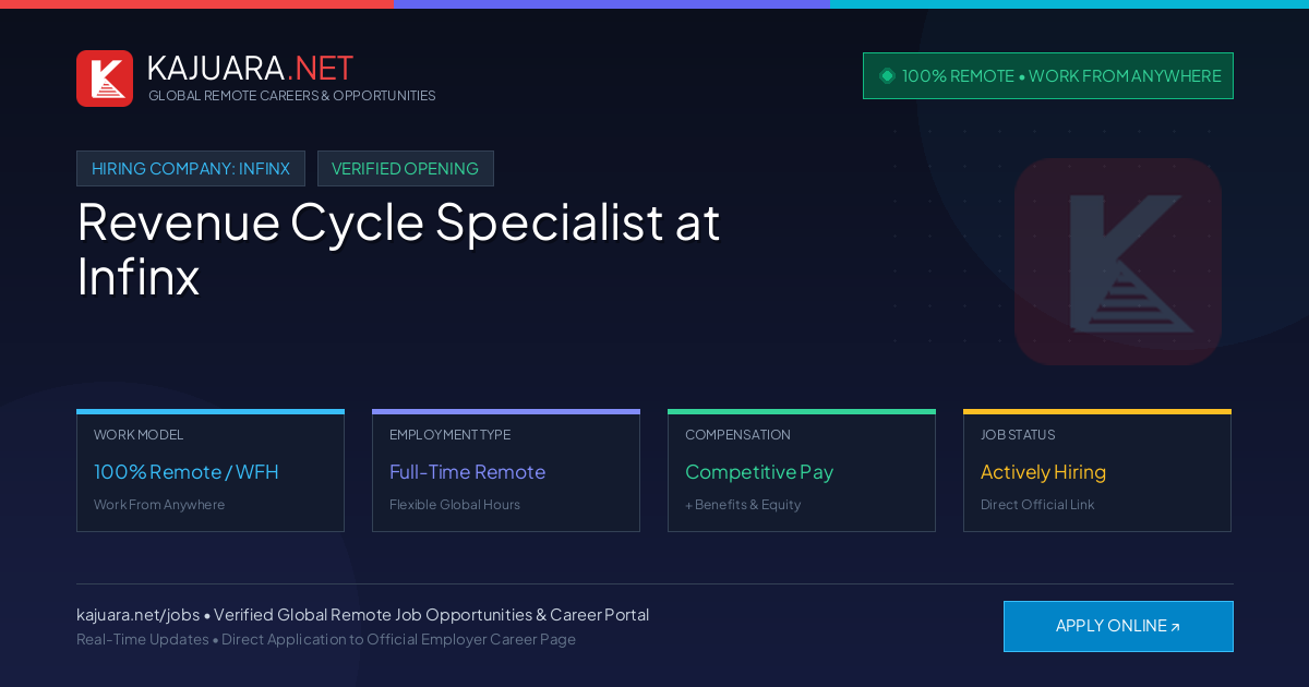 [100% Remote] Revenue Cycle Specialist at Infinx – Hiring Now
