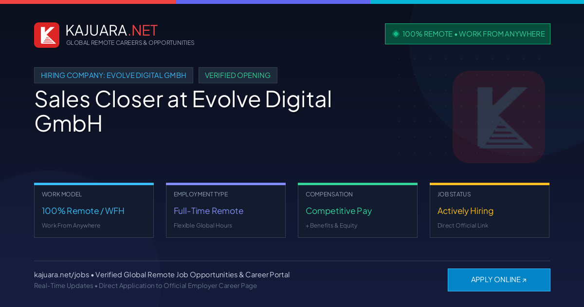 [100% Remote] Sales Closer at Evolve Digital GmbH – Hiring Now