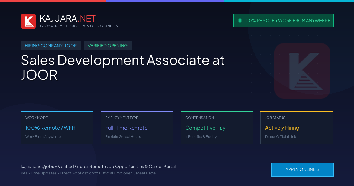 [100% Remote] Sales Development Associate at JOOR – Hiring Now