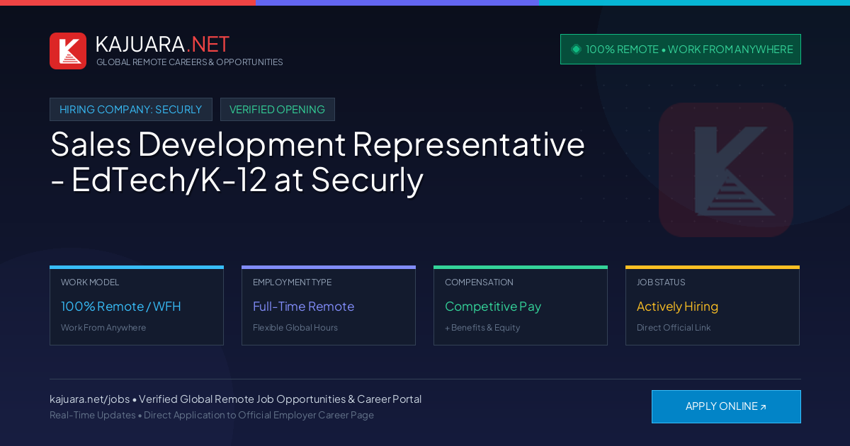 [100% Remote] Sales Development Representative - EdTech/K-12 at Securly – Hiring Now