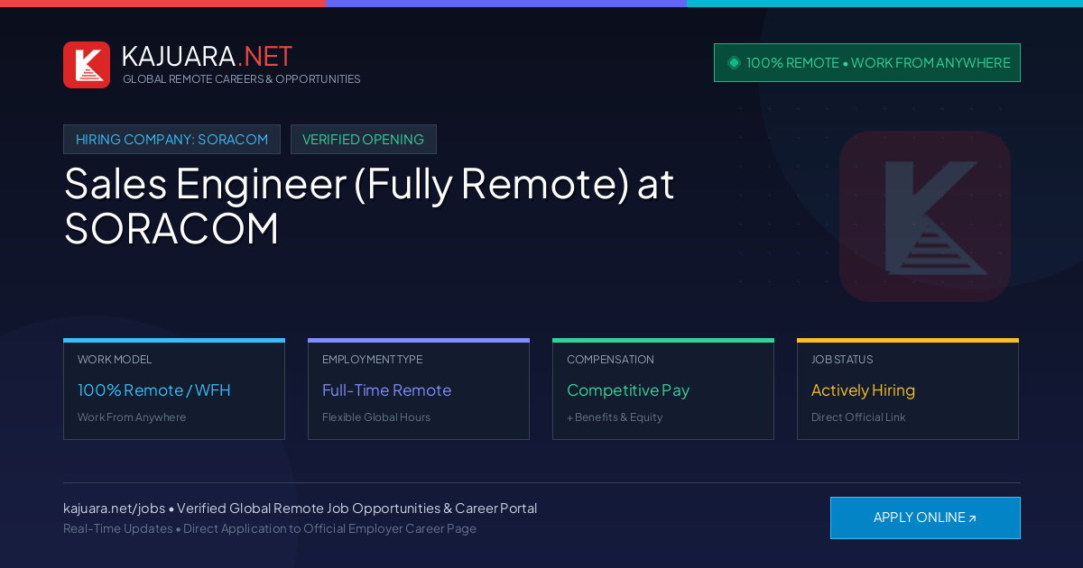 [100% Remote] Sales Engineer (Fully Remote) at SORACOM – Hiring Now