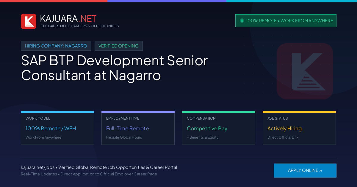 [100% Remote] SAP BTP Development Senior Consultant at Nagarro – Hiring Now