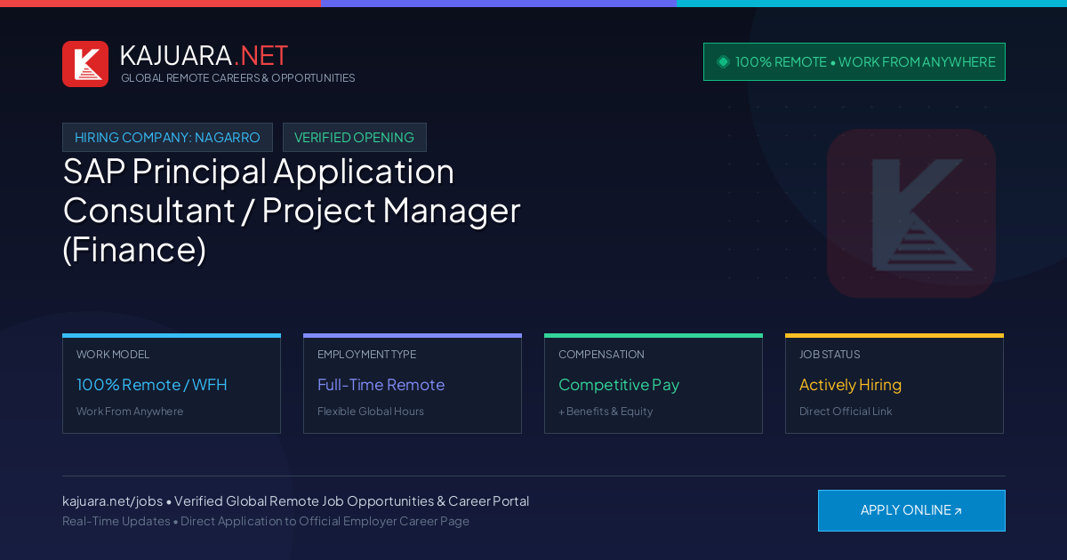 [100% Remote] SAP Principal Application Consultant / Project Manager (Finance) (m/f/d) at Nagarro – Hiring Now