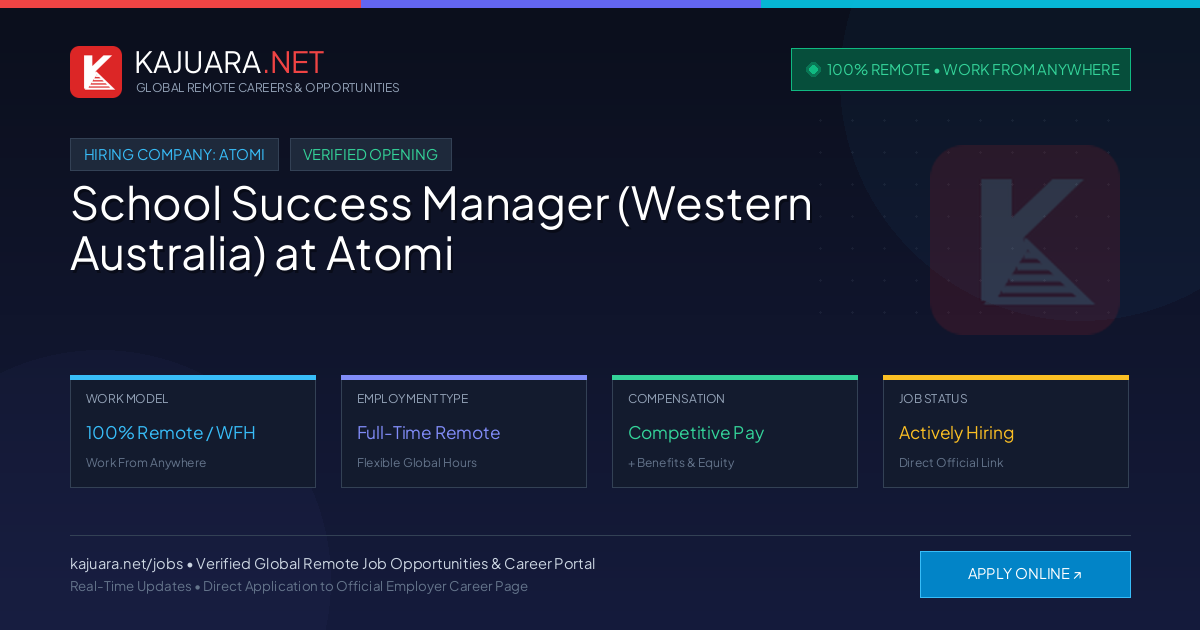 [100% Remote] School Success Manager (Western Australia) at Atomi – Hiring Now