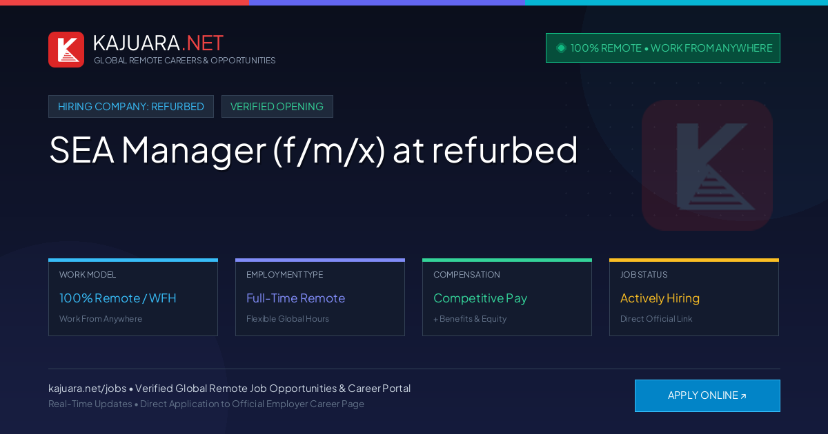 [100% Remote] SEA Manager (f/m/x) at refurbed – Hiring Now