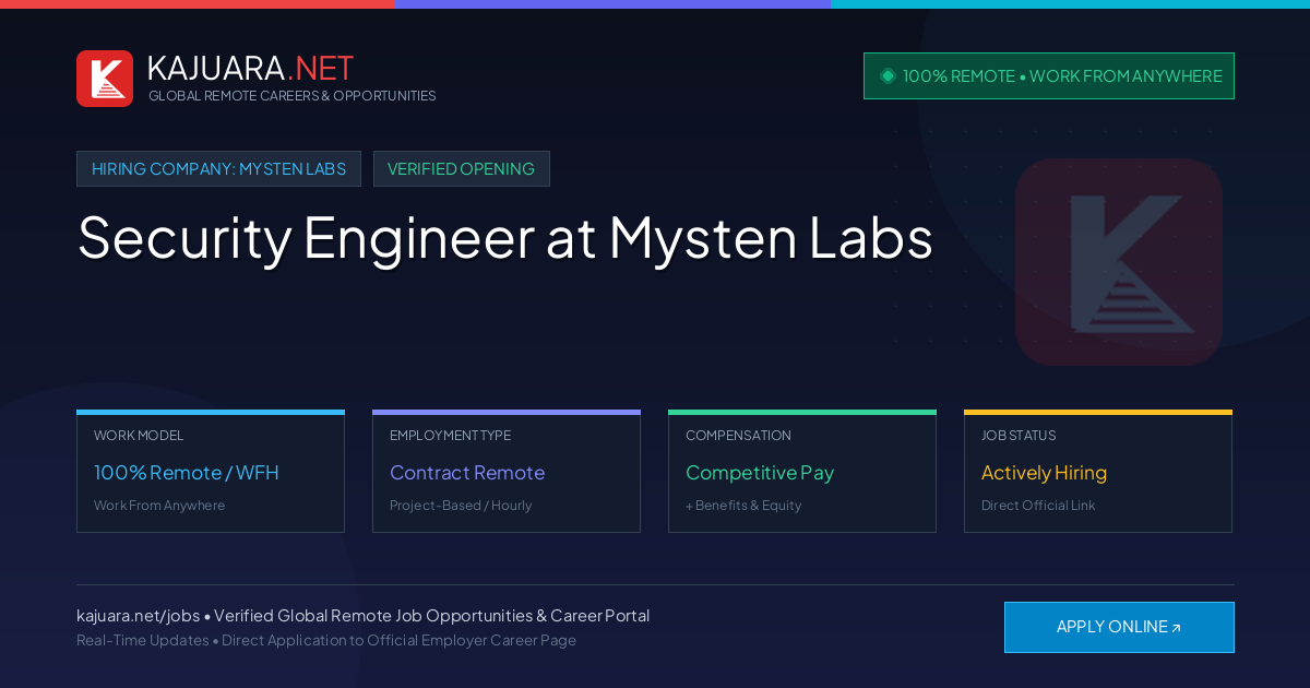 [100% Remote] Security Engineer at Mysten Labs – Hiring Now