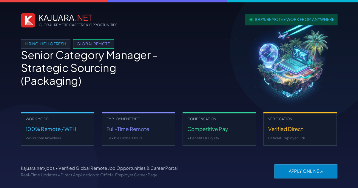 [100% Remote] Senior Category Manager - Strategic Sourcing (Packaging) at HelloFresh – Hiring Now