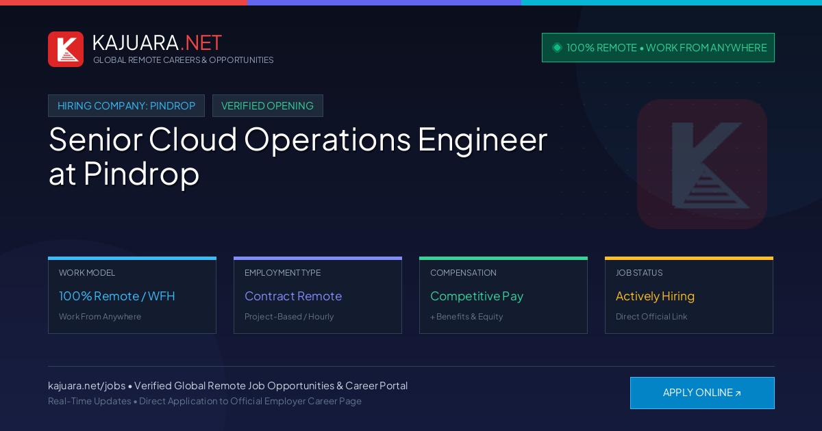 [100% Remote] Senior Cloud Operations Engineer at Pindrop – Hiring Now