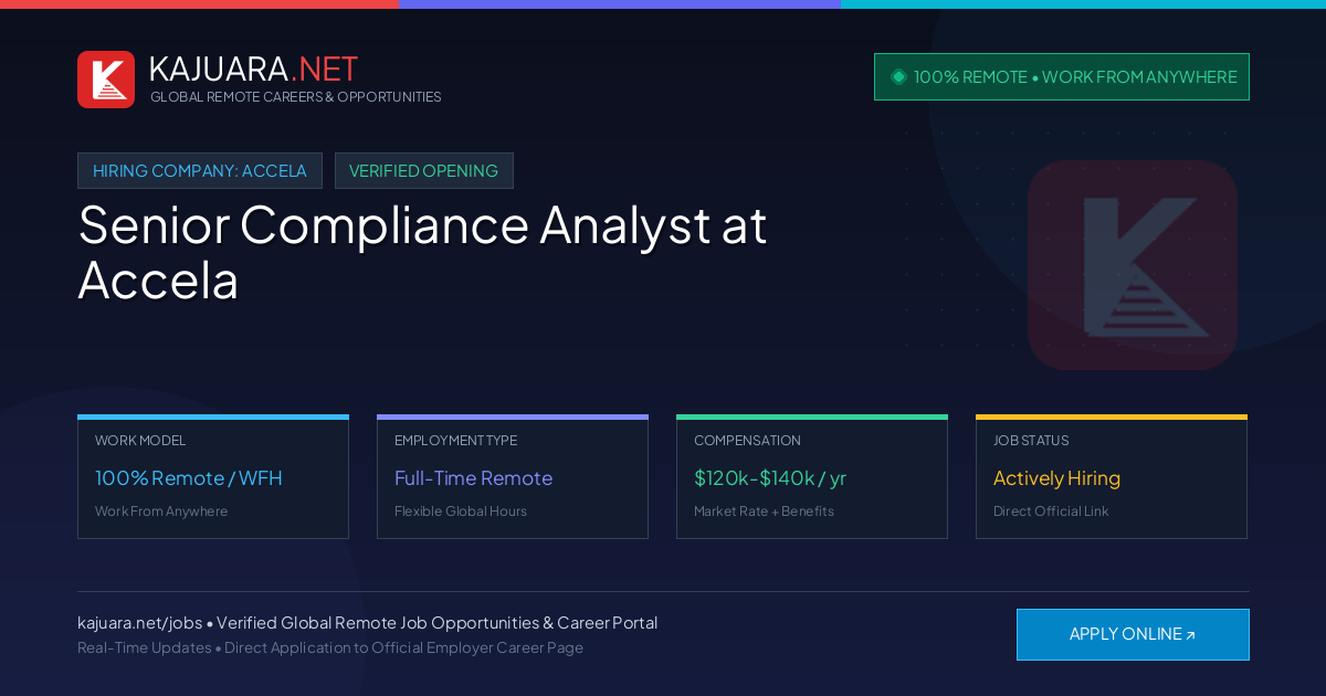 [100% Remote] Senior Compliance Analyst at Accela – Hiring Now