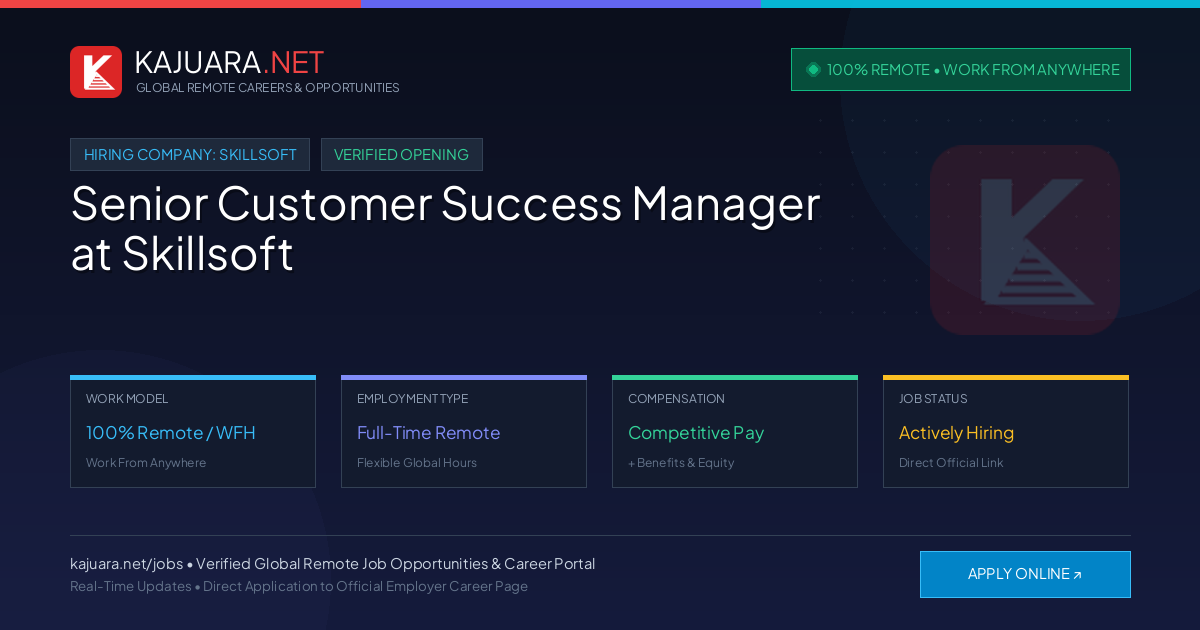 [100% Remote] Senior Customer Success Manager at Skillsoft – Hiring Now