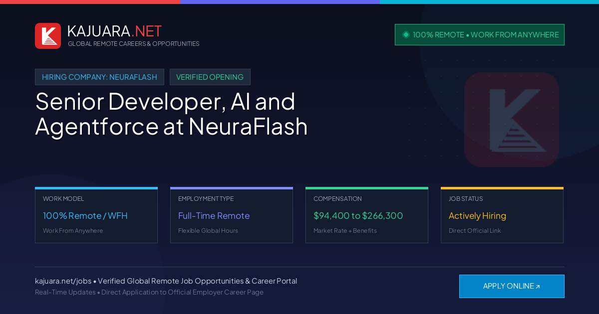 [100% Remote] Senior Developer, AI and Agentforce at NeuraFlash – Hiring Now