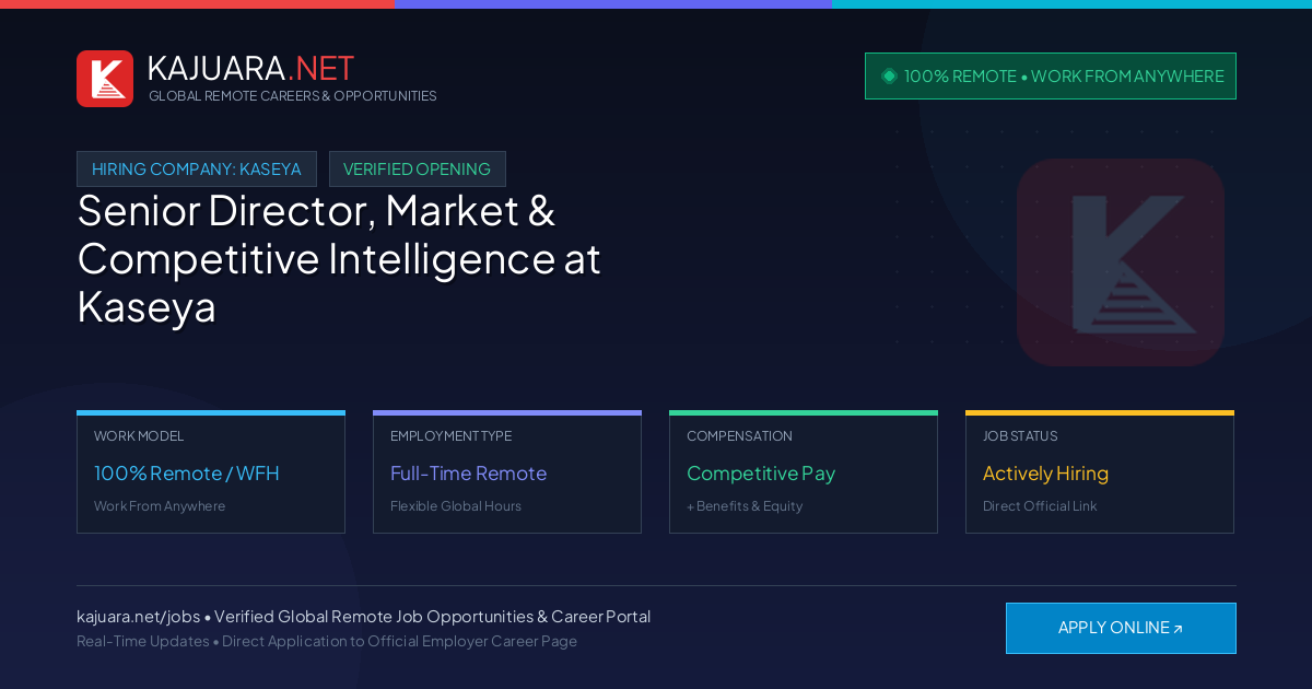 [100% Remote] Senior Director, Market & Competitive Intelligence at Kaseya – Hiring Now