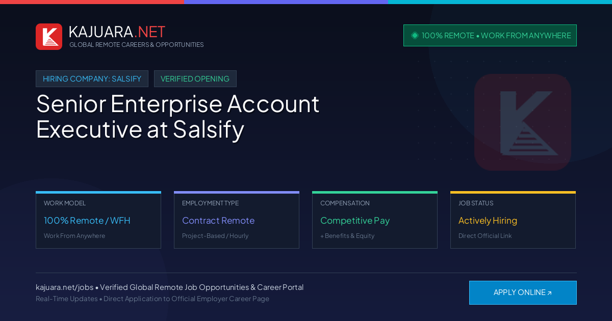 [100% Remote] Senior Enterprise Account Executive at Salsify – Hiring Now