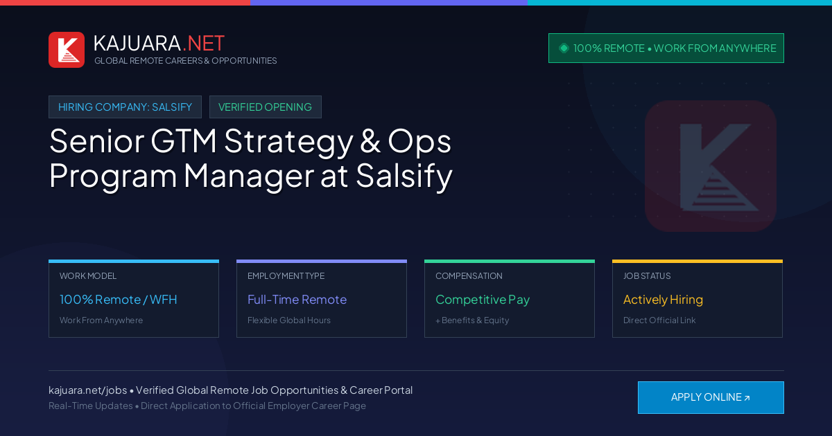 [100% Remote] Senior GTM Strategy & Ops Program Manager at Salsify – Hiring Now