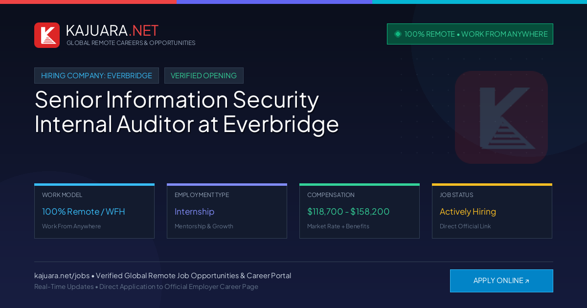 [100% Remote] Senior Information Security Internal Auditor at Everbridge – Hiring Now