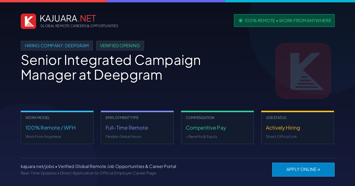 [100% Remote] Senior Integrated Campaign Manager at Deepgram – Hiring Now